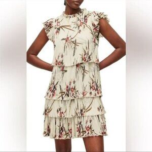 All Saints Antheia Dorada Floral Ecru White Tiered Mini Dress Size US 10